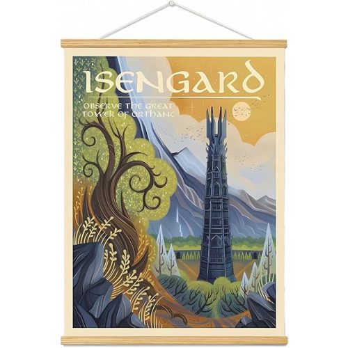 Meksular Middle Earth Landscape Wall Art Prints Canvas PaintingFantasy Posters, Wall Pictures, For Travel Gift, Canvas Art with Frames, For Office Home Decor Bedroom Living Room Wall Decor.