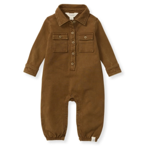 Button Down Organic Cotton Jumpsuit - Hunter