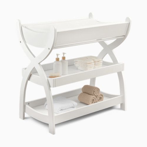 Changing Table with Two Open Shelves - White