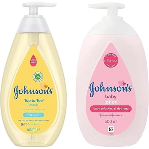 YDF Johnson's Head-to-Toe Baby & Newborn Wash & Shampoo + Johnson's Moisturizing Pink Baby Lotion - 500ML