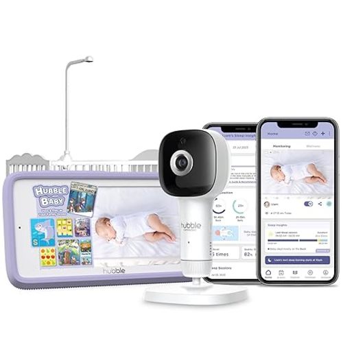 Hubble Connected SkyVision Pro AI-Enhanced HD Smart Camera Baby Monitor, Parent Unit, Crib Mount, Remote Pan Tilt Zoom, 2-Way Talk, Night Vision, Nightlight, Soothing Sounds, Wellness Tracker, App