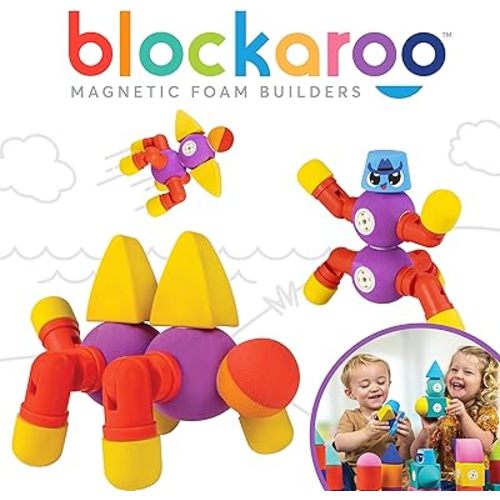 Magnetic Foam Blocks – STEM Preschool Toys for Children, Toddlers, Boys and Girls, The Ultimate Bath Toy – Critter Set, Bath Building Blocks, Engineering Toys for Kids 3-6