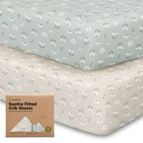 Keababies 2pk Soothe Fitted Crib Sheets Neutral, Organic Baby Crib Sheets, Fits Standard Nursery Baby Mattress (meadow)