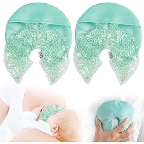 Hot Cold Gel Bead Breast Therapy Pack,Breast Ice Packs for Breastfeeding,Relief for Breastfeeding,Nursing Pain, Mastitis,Engorgement,Plugged Ducts, Boost Milk Let-Down & Production (#8 Blue)