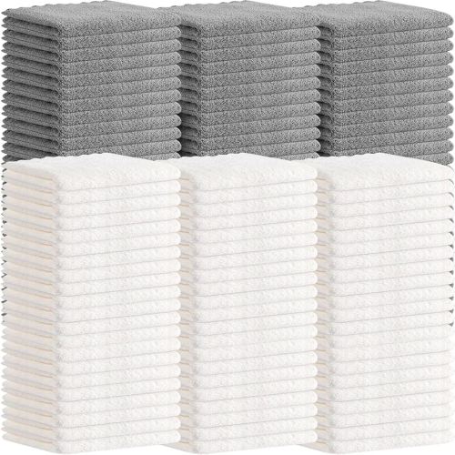 Newwiee 120 Pack Baby Washcloths 9 x 8 Inch Coral Fleece Baby Rags Microfiber Soft Small Towels Absorbent Wash Cloth for Newborn Infants Toddlers Face or Body(Gray, White)