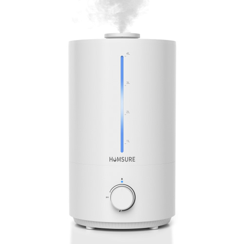 HUMSURE Humidifier for Bedroom Baby, 4.0L Cool Mist Humidifier For Household Plants, Silent Ultrasonic Humidifier With Bidirectional V-Shaped Nozzle, Controllable Lighting, Easy to Clean,Whit