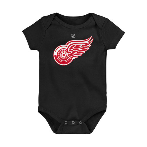 Detroit Red Wings Baby Black Primary Logo Short Sleeve One Piece