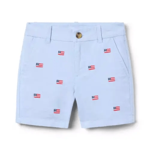 Boy Ocean Air Heather Flag Embroidered Flag Oxford Short by Janie and Jack