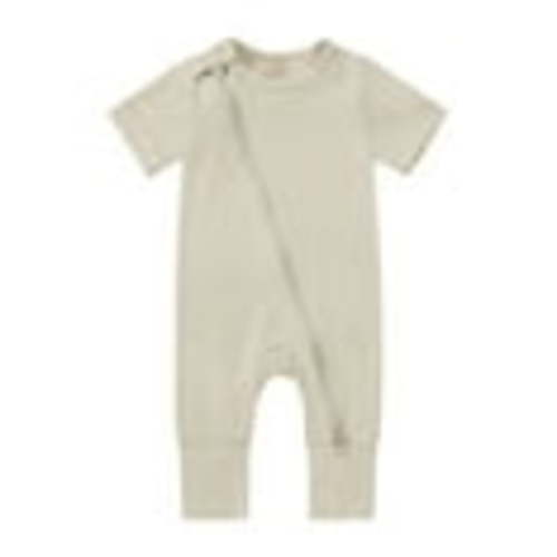 Bjutir Baby Toddler Bodysuit Cotton Rompers Footless Pajamas Zipper Short Sleeve Sleeper Jumpsuit Khaki 3-6 Months