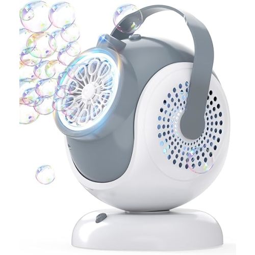 Rechargeable Bubble Machine - Auto 360° Rotation, 75° Tilt Range, 10 Large Wands - Bubbles Blower Maker for Kids, Toddlers, Outdoor Play, Wedding, Birthday, Parties, Gifts Toys for Boys, Girls