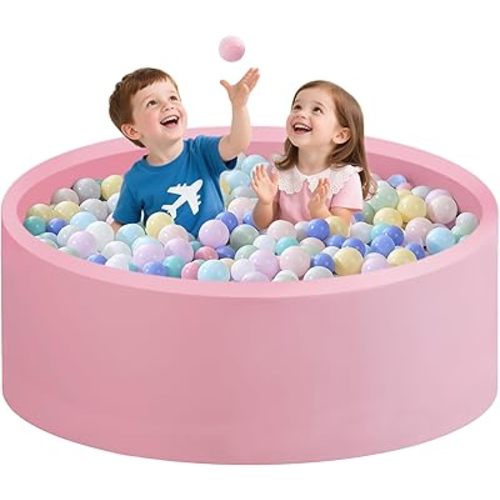 Ball Pit for Toddlers 47.24''x15.75'' Baby Ball Pit Soft Foam Ball Pits Round Lagre Kids Ball Pits Indoor and Outdoor Game Kids Play Ball Pool Ideal Gift for Children (Pink, NO Balls)