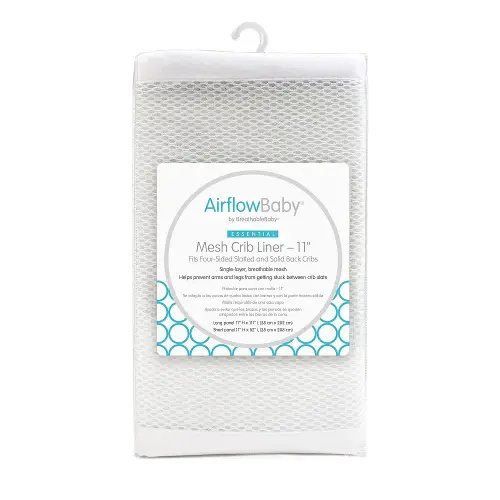Breathable Mesh Liner for Full-Size Cribs (Gray, 11')