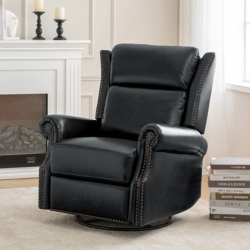 Red Barrel Studio® Hayliee Waxed Leather Swivel Glider and Rocker Recliner (Rocking Chair)
