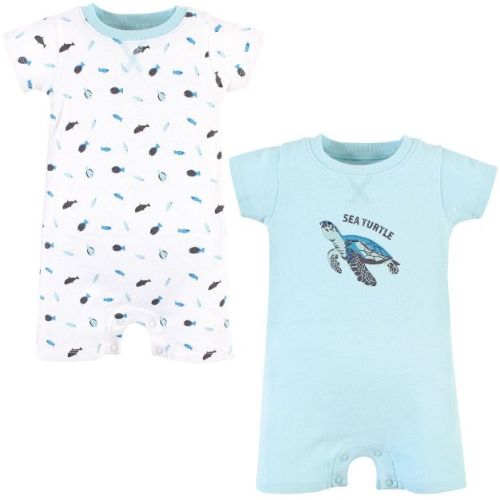 Touched By Nature Unisex Baby Organic Cotton Rompers, Endangered Sea Turtle, 9-12 Months