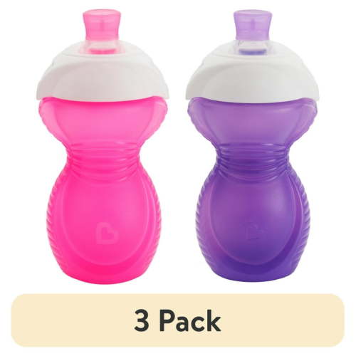(3 pack) Munchkin® Click Lock™ Bite Proof Infant Sippy Cup, 9 oz, Pink/Purple, Unisex, 2 Pack