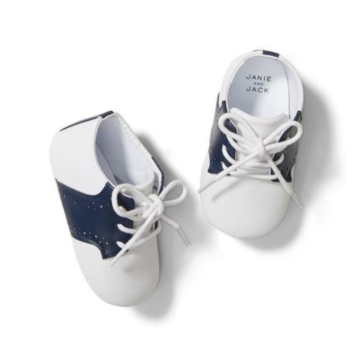 Newborn White Saddle Crib Shoe by Janie and Jack