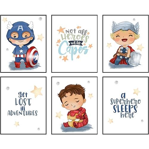 Silly Goose Gifts A Superhero Sleeps Here - Darling Baby Super Hero Themed Wall Art Print Room Nursery Decor (Lost in Adventures)