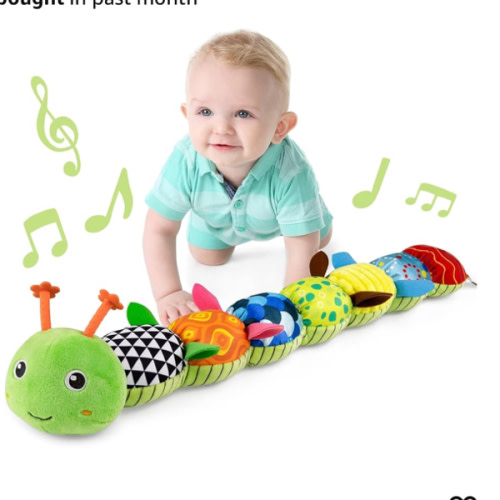 LIGHTDESIRE Baby Toys Musical Caterpillar,Infant Stuffed Animal Toy with Crinkle and Rattles,Soft Sensory Toys with Textures for Tummy Time Newborn Boys Girls 0 3 6 12 Months(Green)