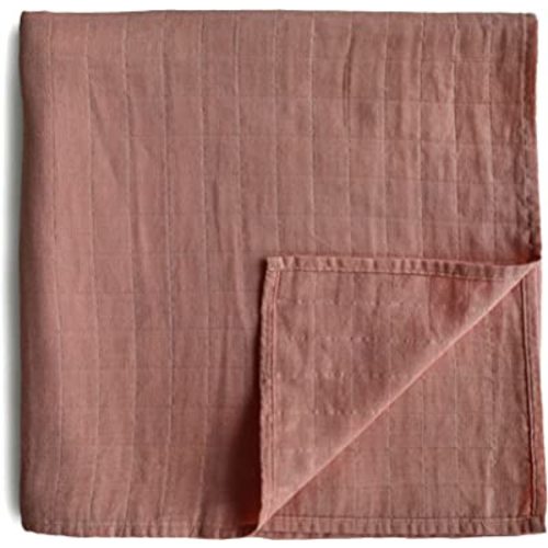 mushie Muslin Baby Swaddle Blanket | 100% Organic Cotton (Cedar)