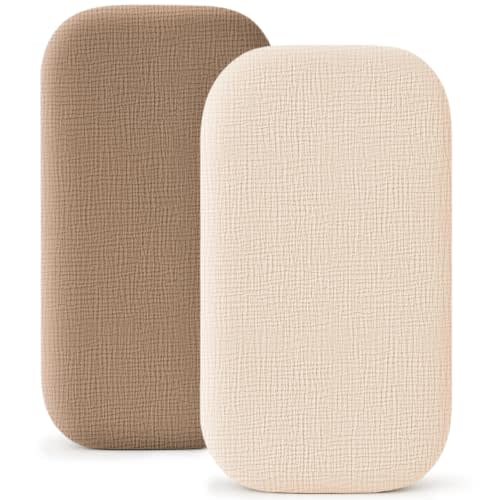 Konssy Muslin Fitted Bassinet Sheets 2 Pack for Baby Girl Boy, Soft Bedside Sleeper Bassinet Sheets Fit for Baby Bassinets, Moses Basket Oval Rectangle Pad/Mattress