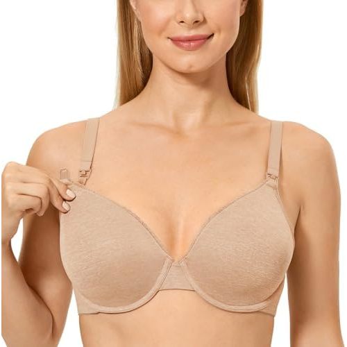 Gratlin Women's Underwire Nursing Bras Support Full Coverage Lightly Padded Maternity Bra for Breastfeeding