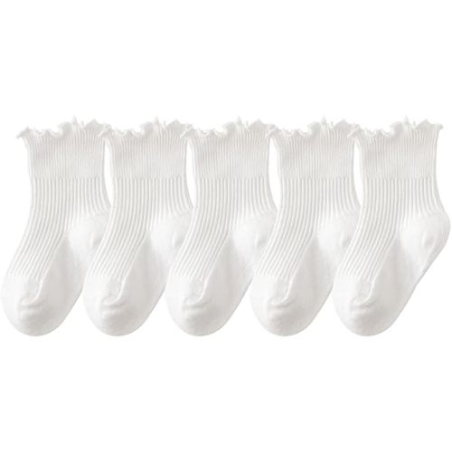 Toddler Girl Ruffle Socks Baby Girls Knee High Socks | Soft Cotton,Stretch & Breathable,Cute Frilly Cuff,Flower & Bow,Newborn/Infant Long Tube Socks,School/Daily/Dress Wear