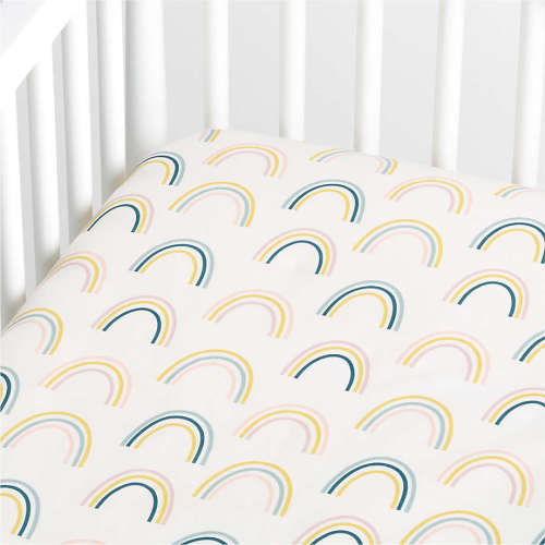 Stay Cool Asha Rainbow Organic Cotton Baby Crib Fitted Sheet