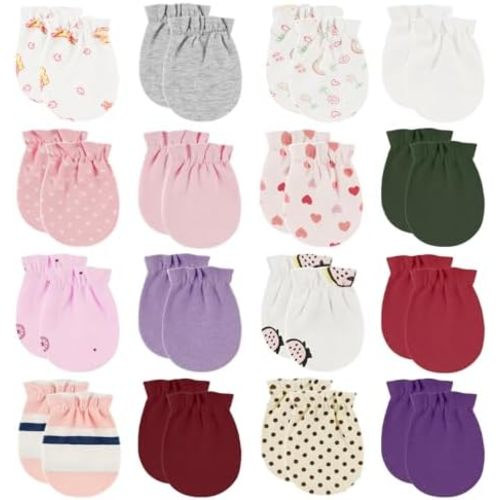 ONESING 16-20 Pairs Baby Mittens Newborn Mittens No Scratch 0-6 Months Warm Mittens for Newborn Baby Boys Girls