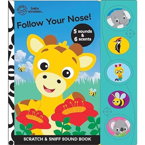Baby Einstein - Follow Your Nose! Scratch and Sniff Sound Book - Fun Sensory Experience - PI Kids