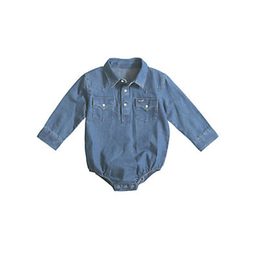 Baby Boy Long Sleeve Denim Bodysuit with Western Snap Placket
