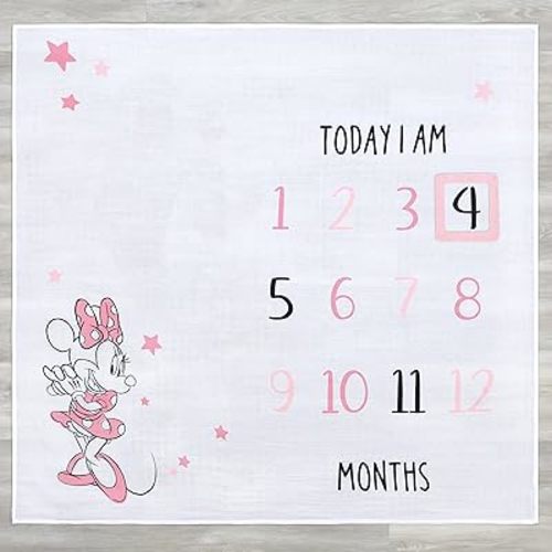 2-Pack Baby Girls Minnie Mouse Milestone Blanket & Moveable Frame Set