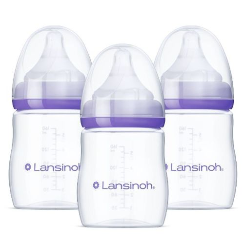 Lansinoh Baby Bottles For Breastfeeding Babies With 3 Slow Flow Nipples (size 2s) - 5oz/3ct