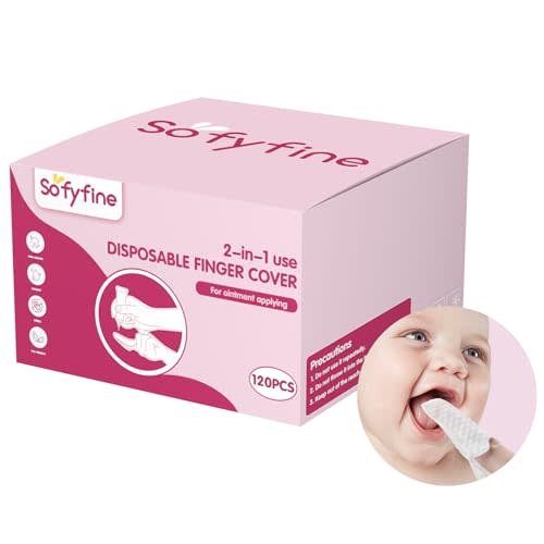 SOFYFINE 120 PCS Baby Tongue Cleaner for Newborn, Oral Finger Dry Wipes for Infant, Disposable Toddler Mouth Toothbrush for 0-24 Months
