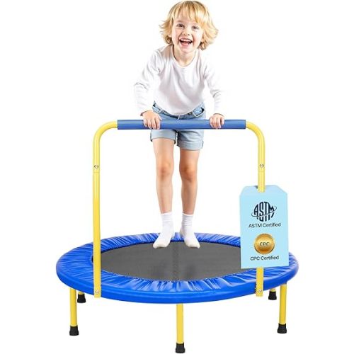 VEVOR 3FT Trampoline for Kids, 36" Trampolines Indoor/Outdoor Trampoline for Toddlers, Foldable Mini Baby Jump Toy with Foam Handle, Recreational Trampolines Birthday Gift for 3+ Years Kids