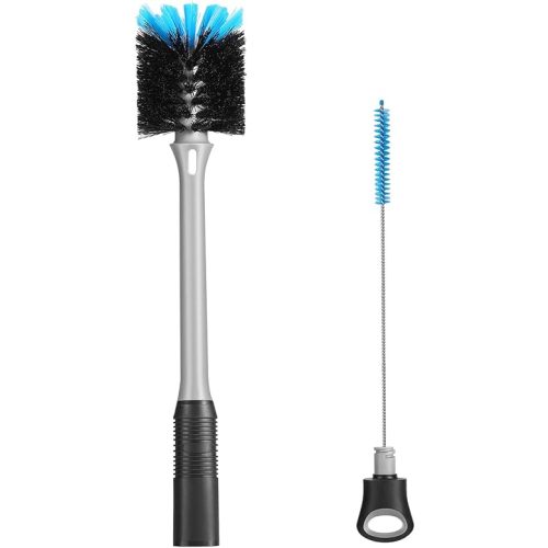 2-in-1 Bottle Brush with Straw Brush, Long Handle Water Bottle Scrubbing Brush, Built for Cleaning Sport Bottles, Baby Bottles, Water Bottles, Coffee Mugs, Wine Decanters, Flask, 1 Pack