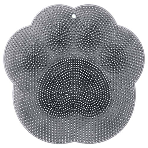 OUKEYA Shower Foot Scrubber Mat, Silicone Shower Back/Body Scrubber Wall Mounted, Non-Slip Bath Wash Pad with Suction Cups for Men and Women(Gray)