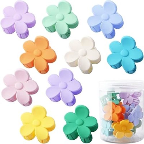 10 PCS Small Flower Hair Clips Cute Flower Shaped Hair Accessories Hair Claw Clip for Women Cream Color