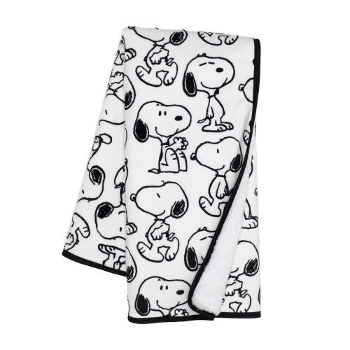 Classic Snoopy Minky and Faux Shearling Baby Blanket - White/Black– Lambs & Ivy