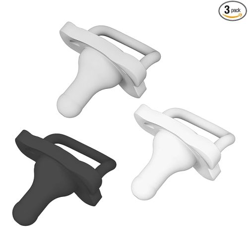 Dr. Brown's HappyPaci 100% Silicone Baby Pacifier, Contoured One-Piece Design, Black/Gray/White, 0-6m, BPA-Free, 3-Pack