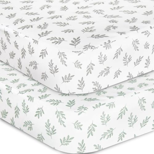 Crib Sheets Fitted for Boys and Girls, 2 Pack Crib Sheet Fits for Standard Crib Mattress, Neutral Toddler Bed Sheets, Lovely Print, 52”X 28”