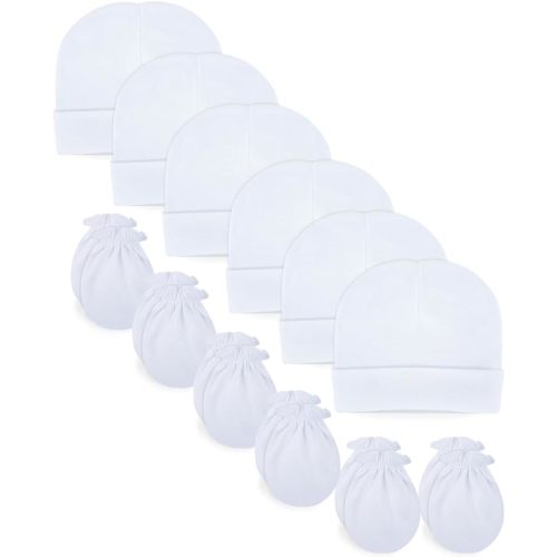 RATIVE No Scratch Mittens and Hats 100% Cotton for Newborn Baby 0-6 Months Boys Girls