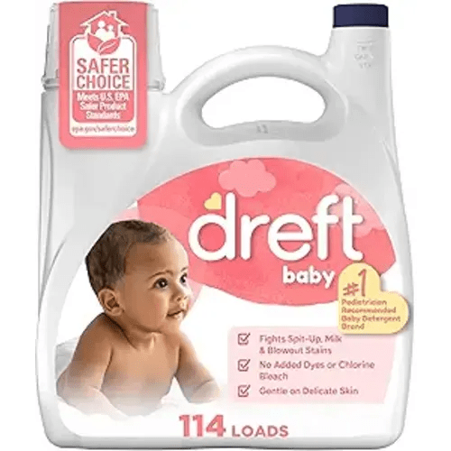 Dreft Baby Liquid Laundry Detergent, Gentle on Sensitive Skin Laundry Soap, 150 fl oz, 114 Loads (Packaging May Vary)