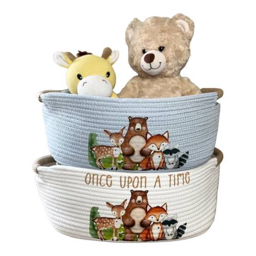 Woodland Animal Custom Basket, Personalized Basket, Baby Shower Gift, Diaper Holder, Book Basket for Nursery, little boy gift, baby gift