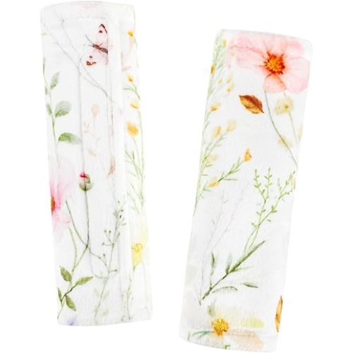 Carseat Strap Covers for Babies, Soft Seatbelt Covers for Kids, Reversible Baby Car Seat Strap Covers, Size: 6.5 x 6.5 inch, for Baby Car Seat, Stroller, Swing, High Chair, Colourful Flowers