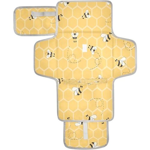 Bees on The Honey Baby Portable Changing Pads Honeycombs Newborn Diaper Changing Mat Reusable Diaper Changing Station for Baby Toddlers Girls Boys Shower Gifts