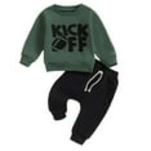 HCNTES Toddler Baby Boy Winter Spring Outfit Long Sleeve Sweatshirts Stretch Jogger Pants Clothes Set, 6-12 Months Green