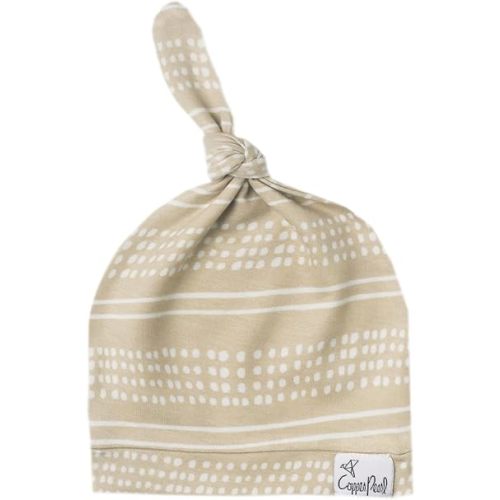 Copper Pearl Baby Beanie Hat Top Knot Stretchy Soft Clay