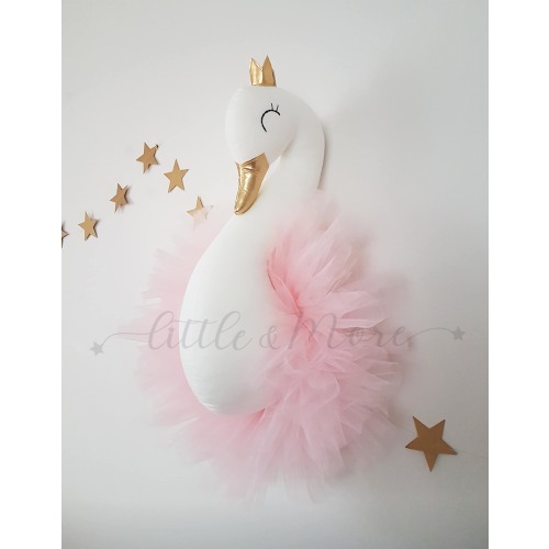 Swan Head Wall Decor for Princess Nursery, Kids Room, or Playroom | Plush Stuffed Animal Head Wall Mount | Fairytale Nursery Decor