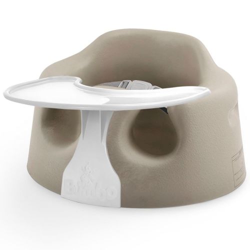Bumbo Baby Infant Children Toddler Soft Foam Floor Seat Chair With 3-point Adjustable Harness And Eating And Play Top Tray Attachment, Cool Grey