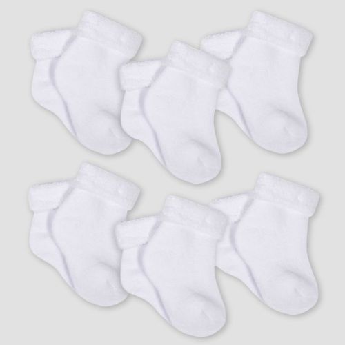 Gerber Baby 6pk Wiggle-proof Socks - White 0-3m